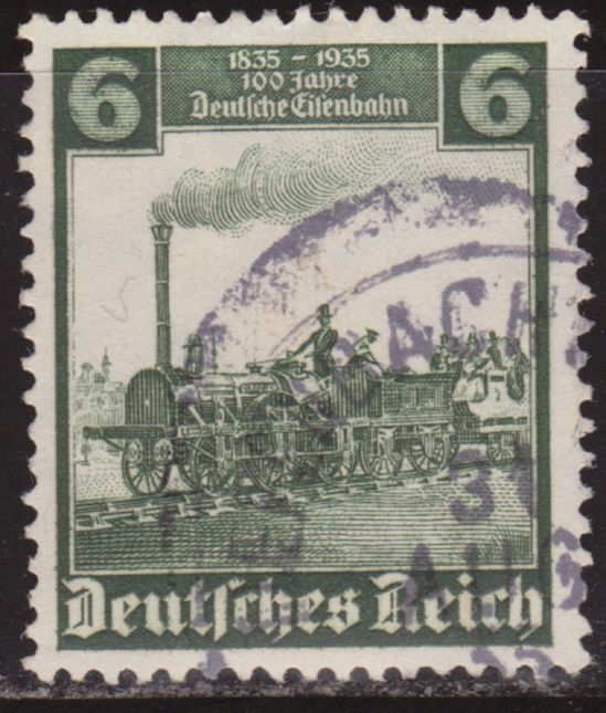 Alemania 1935 Scott 459 Sello º Centenario Tren Aguila 6 Deutsches Reich Allemagne Duitsland Germania Germany Alemagne Deutschland
